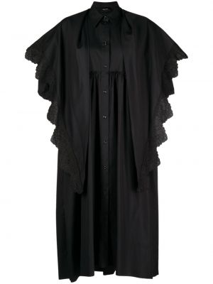 Černé krajkové bavlněné košilové šaty Simone Rocha