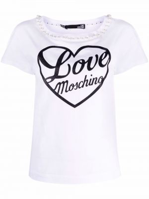 Camiseta con perlas Love Moschino blanco