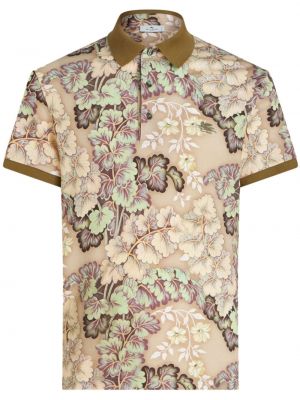Bombažna polo majica s cvetličnim vzorcem s potiskom Etro bež