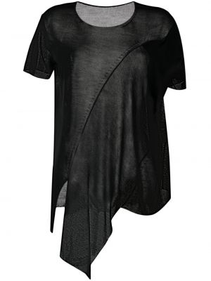 Asimetrisks caurspīdīgs t-krekls Yohji Yamamoto melns