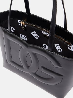 Δερμάτινη τσάντα shopper Dolce&gabbana μαύρο