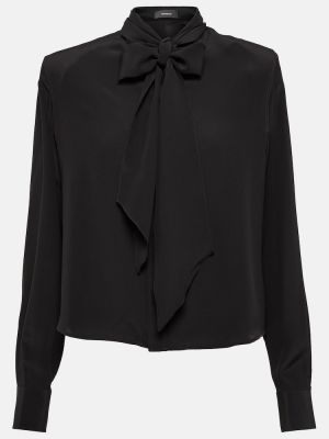 Blusa de seda de crepé Wardrobe.nyc negro