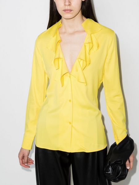 Blusa con botones con volantes Bottega Veneta amarillo