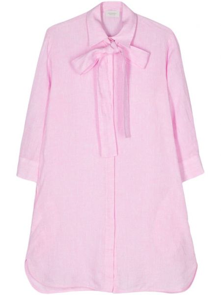 Λινό πουκάμισο με φιόγκο Mazzarelli ροζ