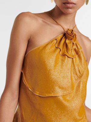 Top s cvjetnim printom s draperijom Victoria Beckham zlatna