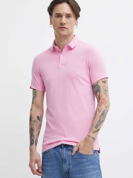 Tricou polo din bumbac Superdry roz
