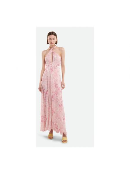 Sukienka długa elegancka w kwiatki Patrizia Pepe różowa
