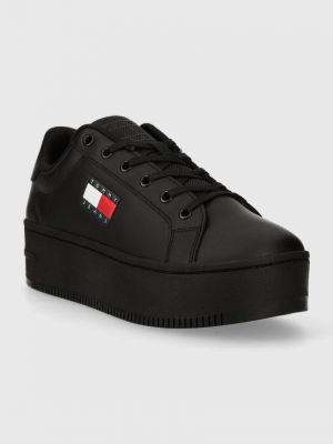 Sneakersy skórzane Tommy Jeans czarne