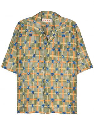 Μεταξωτό πουκάμισο με σχέδιο Marni πράσινο