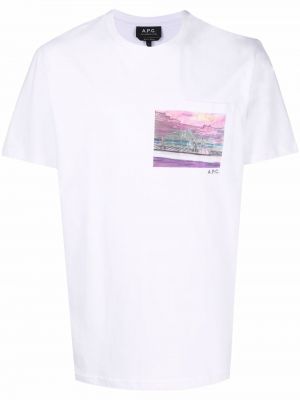 Тениска с принт A.p.c. бяло