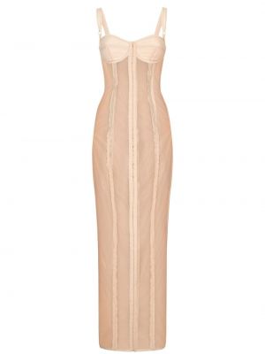 Průsvitné midi šaty Dolce & Gabbana béžové