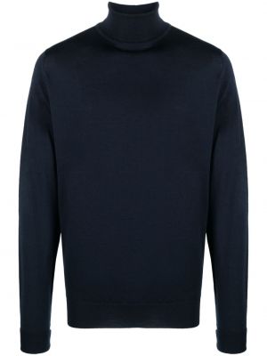 Sweter wełniany z wełny merino John Smedley niebieski