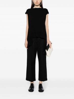 Asimetriškas medvilninis marškinėliai Yohji Yamamoto juoda