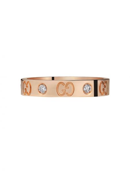 Złoty z diamentem pierścionek Gucci, różowy