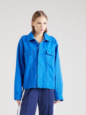 Prugasta prijelazna jakna Adidas Originals plava