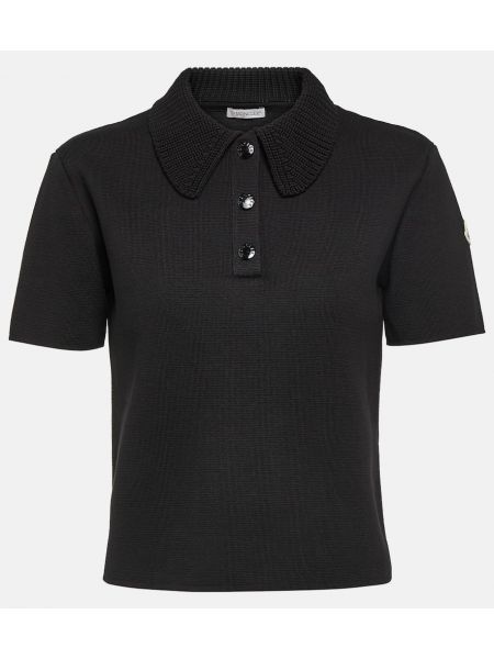 Βαμβακερό polo Moncler μαύρο