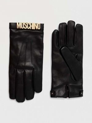 Kožené rukavice Moschino černé