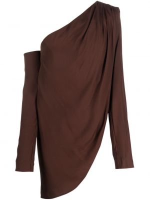 Асиметрична копринена блуза Gauge81 кафяво
