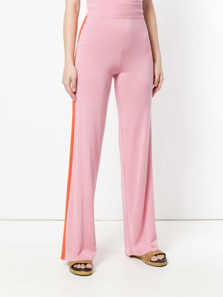Pruhované kašmírové kalhoty Cashmere In Love růžové