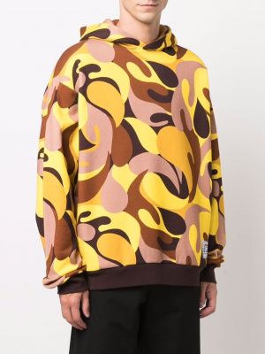 Bluza z kapturem z nadrukiem w abstrakcyjne wzory w kamuflażu Marni żółta