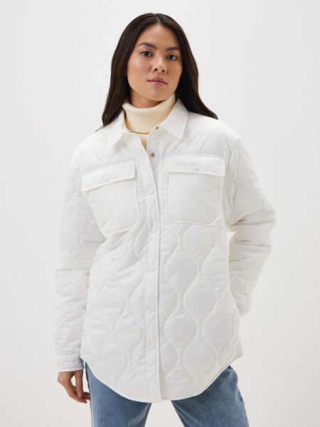 Утепленная демисезонная куртка Lacoste белая