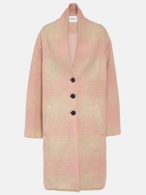 Kostkovaný vlněný kabát Marant Etoile růžový