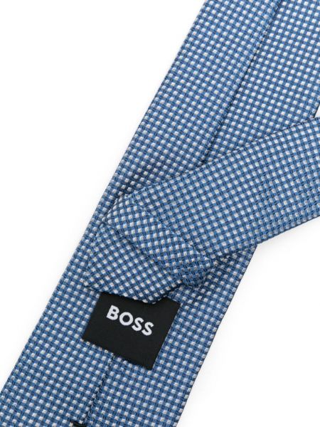 Cravate en soie à carreaux Boss bleu