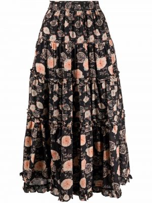 Falda de flores con estampado Ulla Johnson negro