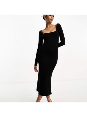 Платье миди с длинным рукавом Asos черное