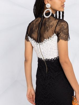Krajkové průsvitné koktejlové šaty Sandro Paris černé