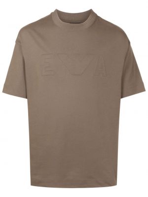 Памучна тениска бродирана Emporio Armani