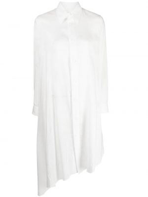 Průsvitné večerní šaty s knoflíky s dlouhými rukávy Yohji Yamamoto - bílá