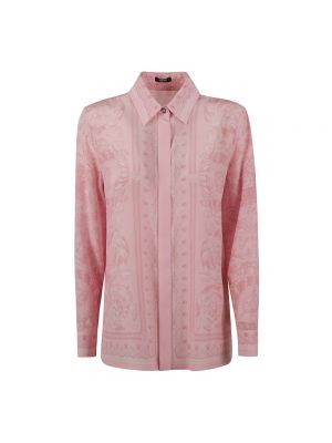 Jedwabna koszula Versace różowa