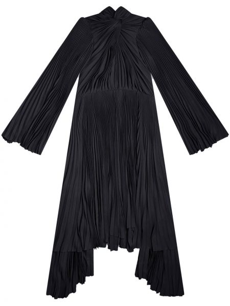 Plisované midi šaty Balenciaga čierna