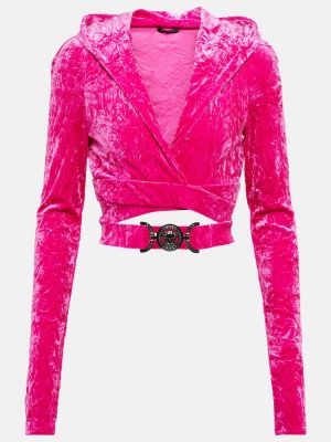 Βελούδινος φούτερ με κουκούλα Versace ροζ