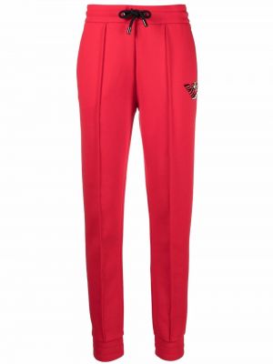 Pantaloni cu broderie Emporio Armani roșu