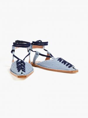 Стеганые тапочки на шнуровке Zimmermann синие