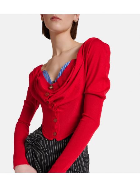 Svileni vuneni top s draperijom Vivienne Westwood crvena