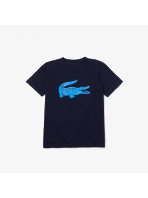 Хлопковая футболка Lacoste синяя