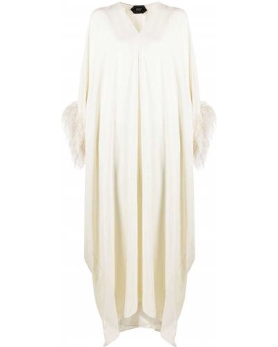 Vakarinė suknelė su plunksnomis Taller Marmo balta