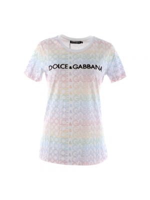 Koszulka z cekinami z krótkim rękawem Dolce And Gabbana biała