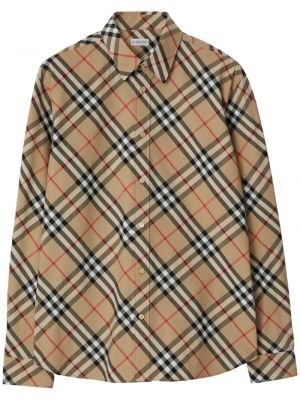 Koszula bawełniana w kratkę Burberry beżowa