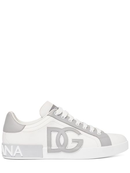 Bőr sneakers Dolce & Gabbana fehér