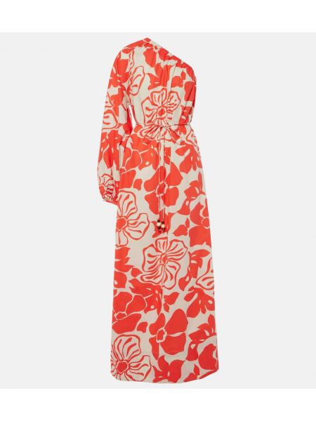 Pamučna maksi haljina s cvjetnim printom Faithfull The Brand crvena