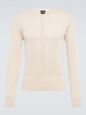 Копринен пуловер Tom Ford бяло