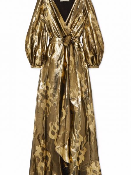 Платье макси Eda из жаккарда с эффектом запаха и люрексом Temperley London, золото