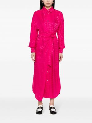 Žakárové midi šaty Msgm růžové