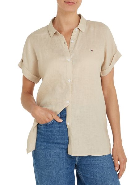 Camisa con botones manga corta Tommy Hilfiger beige