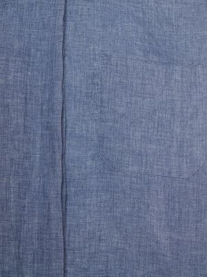 Lněná košile s dlouhými rukávy 's Max Mara modrá