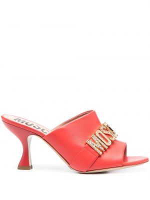 Papuci tip mules din piele Moschino